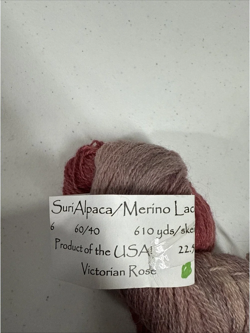 Misty Mountain Farm Suri Alpaca/Merino Yarn Shade Victoria Rose 2 Skein Lot